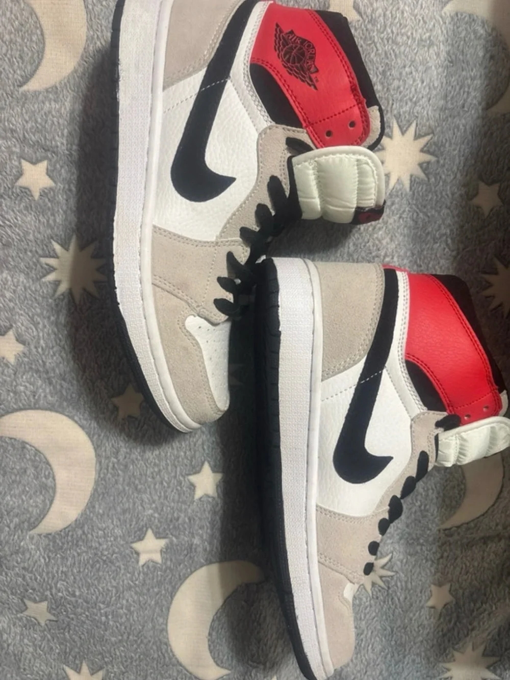 Jordan Kids High-Top Sneakers in White, Black & Red